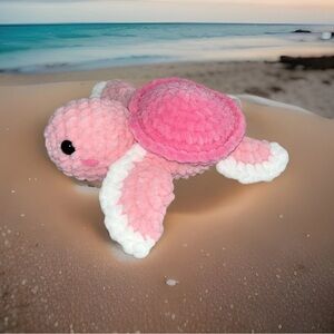 Crochet Pink Turtle Plushie